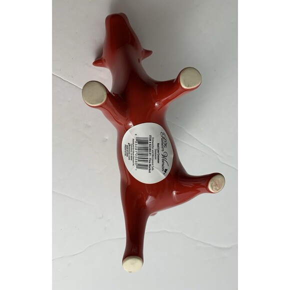 Pioneer Woman Cow Creamer Cream Pitcher Red Stoneware 7" long Curled Tail - Picture 4 of 8